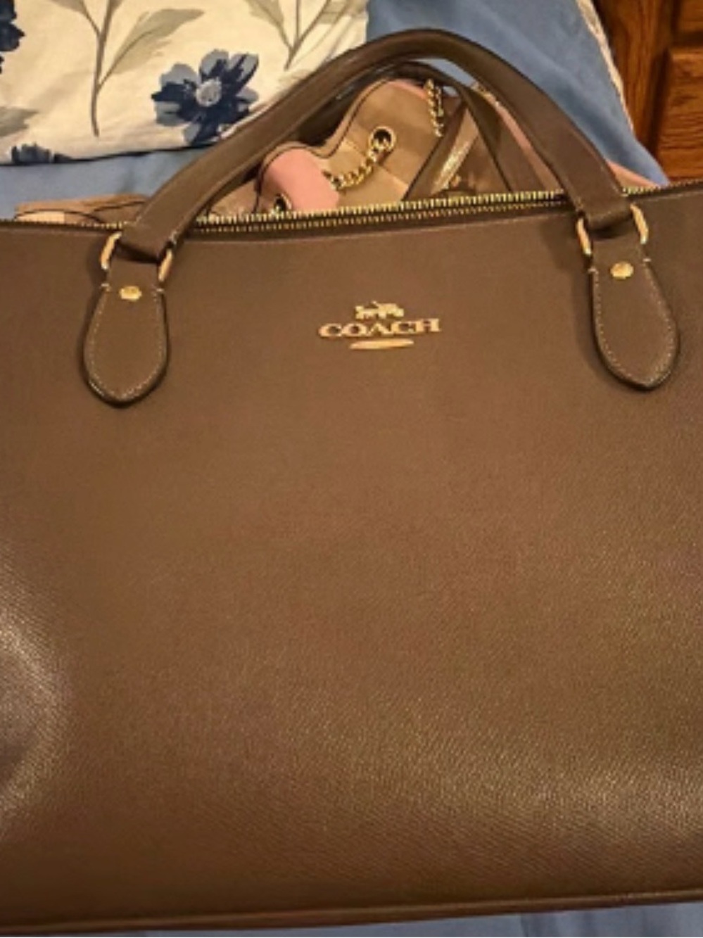 Coach Brown Leather Satchel with Gold Logo Hardware new smoke free home